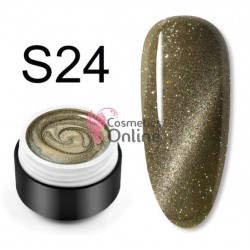 Gel UV / LED Venalisa Glitter Laser effect Cat Eye 9D de 5 ml - S-24 Gold + 1 Gel color de 5g Venalisa Cadou